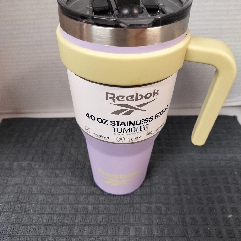 Reebok Purple and Cream Stainless Steel Tumbler